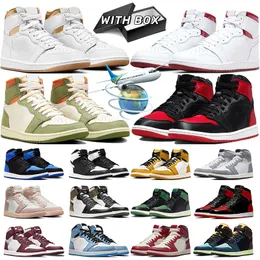 Jumpman 1 Buty do koszykówki 1S Low męscy Trenery Kobiety Sneakery Black Phantom Olive Satin Hoded Metallic Burgundy Gold Lucky Green Hoded Patent Sports Outdoor Sport