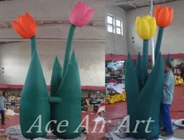 Partihandel stor vacker uppblåsbar tulpanblommor för dekorationer kommer med luftblåsare