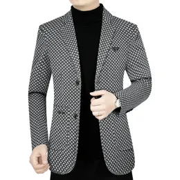 Men Business Casual Blazers Jackets Male Checkered Suits Coats High Quality Man Spring Slim Size 4XL 240124