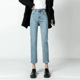 Zoenova calças de brim femininas vintage cintura média solta escritório de negócios elegante senhora calças comprimento total mãe jean denim vaqueros mujer 240119