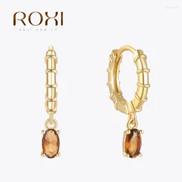 Dangle Earrings ROXI Ohrringe Damen S925 Sterling Silver Drop Water Pipe Ear Buckle Egg-shaped Cubic Zirconia Women's Earring