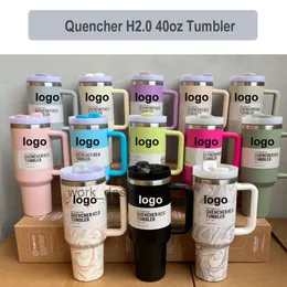 Stanleiness Quencher H20 40oz Stainless Steel Tumbler Cups With Silicone Handle Lid and Straw Car Mugs Vacuum Insulated Drinking Bottle Sublimation Travel Nic NZXH