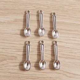 Charms 20pcs 30x8mm Cute Alloy Spoon Pendants For Drop Earrings Necklace DIY Handmade Keychains Jewelry Making Accessories