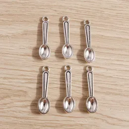 سحر 20pcs 30x8mm ملعقة سبيكة ملعقة لطيفة لقطر أقراط القلادة DIY مفاتيح مفاتيح مصنوعة يدويًا مجوهرات صنع المجوهرات