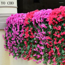 Decorative Flowers YO CHO Violet Artificial Flower Decoration Simulation Valentine's Day Wedding Wall Hanging Basket Orchid Silk Fake