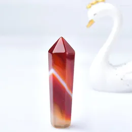 Dekoratif figürinler 1pc iyileştirici doğal kristal nokta sarmonyx taş kulesi mineral ev dekor karneli altıgen sütun kırmızı akik diy