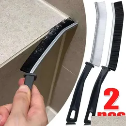 Rengöringsborstar Nya rengöringsborstar 5 Peices Gap Brush Dible Grout Hard Bristle Long Handle Cleaner för kakelfogar Dead Angle SHO DHZDS