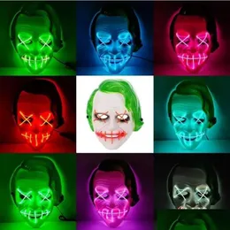 Partymasken Halloween LED Kaltlicht Party Maske Grünes Haar Clown Bar Glowing FY9557 Großhandel Drop Lieferung Hausgarten Festliche Party Dhak8