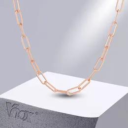 Ketten Vnox Chic Büroklammer-Kette Halsketten für Frauen Roségold Farbe Edelstahl Rechteck Links Halsband Verstellbarer Kragen