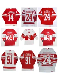 빈티지 CCM 하키 유니폼 14 Brendan Shanahan 24 Bob Probert 55 Larry Murphy 9 Gordie Howe 91 Sergei Fedorov 20 Redmond Red White3690987