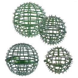 Flores decorativas bola planta topiária quadro flor grama gaiola rack artificial diy titular floral suporte plantas plástico verde