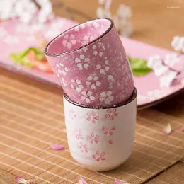 Mugs Japanese Style Sakura Pattern Ceramic Cup Tea Coffee Mug Wine Tumblers Water Cups Juice Milk Cafe Portable Drinkware