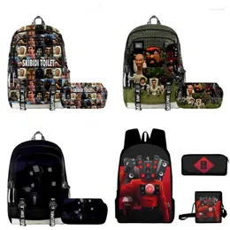 Storage Bags 1/2/3Pcs Skibidi Toilet Backpack Shoulder Bag Pencil Camcorderman Camera Man Speaker Tv Cameraman