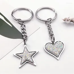 Keychains Star Heart Heart Shiny Crystal Key Chain para homens homens aço inoxidável sem fading de bolsa de carros de chaveiro Acessórios para bolsa de jóias Presentes de joias KXS04