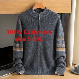 Chegada de alta qualidade 100% caxemira masculina grande malha grossa dupla vertente espessada suéter casaco plus size S-4XL 5xl 6xl 240124