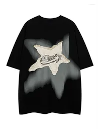Koszulki damskie qweek y2k vintage czarna gwiazda T-shirt damskie streetwear 90s grunge białe tees duże harajuku retro hip hop crewneck koszulka