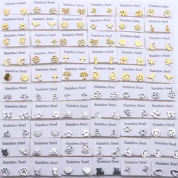 30 paia/lotto moda semplice orecchini in acciaio inossidabile per le donne fiore stile misto accessori gioielli regalo del partito all'ingrosso 240123