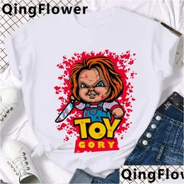 T-shirt da uomo T-shirt Horror Chucky Divertente Cartoon Manga Camicia da uomo T-shirt estiva estetica Casual Grafica Grunge Tshirt Hip Hop Top T Otse3