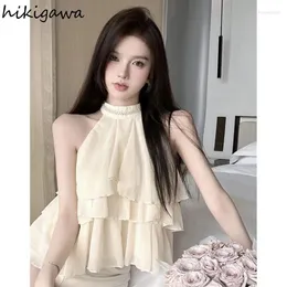 البلوزات النسائية شيفون بلوزة للنساء 2024 Blusas de Mujer Sweet Ruffles القمصان الفضفاضة قبالة الكتف TOPS Summond Fashion Tops 27n554