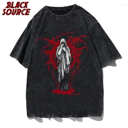 Herren T-Shirts Sommer Y2k Männer T-Shirt Punk Harajuku Dark Loose Goth Vintage Tops Shirt Kurzarm Bluse Lässige Mode Baumwollkleidung