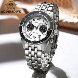 Addiesdive herrklockor Chronograph Panda Retro Sport Luxury Quartz Watch For Men Sapphire 20bar Waterproof Luminous Wristwatch 240125