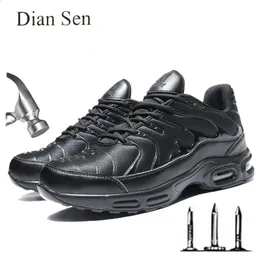 Diansen Safety Shoes 남자 방수 강철 발가락 작업 부츠 경량 에어 쿠션 충격 흡수 antismash construction sneaker 240126