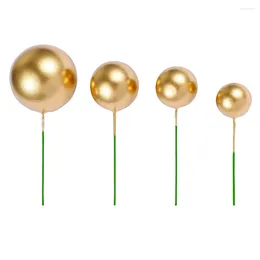 اللوازم الاحتفالية 40 PCS Cake Toppers Mini Gold Ball Cupcake Decorations for Birthday Wedding Form