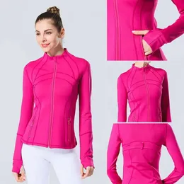 Lu- 001 Women Yoga Outfit Sports Jacket Stand-Up Collar Half Zipper Long Sleeve Tight Yogas Shirt Gym Thumb Athtic Coat Gym Cloth 8 High s