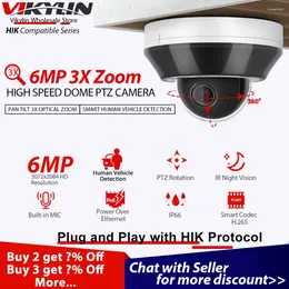 Vikylin 6MP PTZ Security IP Camera For Hikvision Compatible POE 2.8-8mm 3X Optical Zoom H.265 IP66 Surveillance Cam Built In MIC