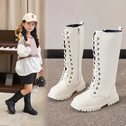 Boots Girls Long Black Knee-high Autumn Winter Children Knight Fashion Soft Leather Zipper Designer Princess Riding