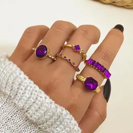 Cluster Rings IPARAM Vintage Purple Crystal For Women Gold Color Metal Set Snake Fashion Jewelry Female Designer Minority Gifts