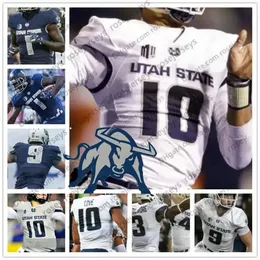 NCAA Utah State Aggies #1 Gerold Bright 11 Savon Scarver 13 Deven Thompkins 20 Jaylen Warren 80 Siaosi Mariner Blue Grey White Jer H High Igh