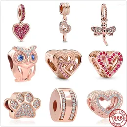 Loose Gemstones 925 Sterling Silver Intertwined Love Hearts Owl Unicorn Rose Charm Bead Fit Original Pendant Bracelet DIY Jewelry For Women