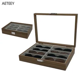 Walnut Wood Glasses Storage Display Box 8 Slots Storage Solglasögon Display Case Organizer Funna Gafas Tela Free Carving 240118