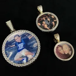 70mm Super Big Circle Photo Pendant Necklace Photo Frame 18k Gold Plated Charms Memory Photo Necklace Family New Year Gift