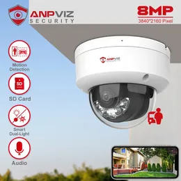ANPVIZ 4K POE IPドームカメラ屋外スマートデュアルライトカラーVU 30M IP67 CCTVビデオサーベイランスSDカードスロットヒューマン/車の検出