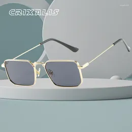 Sonnenbrille CRIXALIS Kleine Rechteck Frauen Mode Quadratische Metallrahmen Sonnenbrille Für Männer Sommer Anti-blendung Driving Shades UV400