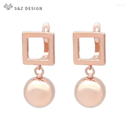 Dangle Earrings SZ Design Fashion Round Round Metal Bead for Women Girl Wedding Party 585 Rose Gold Color Jewelry