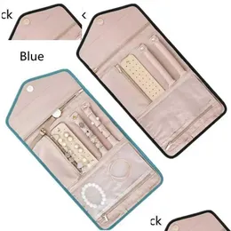 Smycken lådor mode roll foldbar väska rese tillbehör arrangör fodral för researmband diamanthalsband broschhållare drop d dhvg5