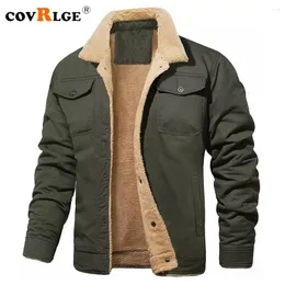 Men's Jackets Covrlge Winter English Style Jacket Men 2024 Warm Collar Ourdoor Coat Male Casual Fashion Coats MWJ344