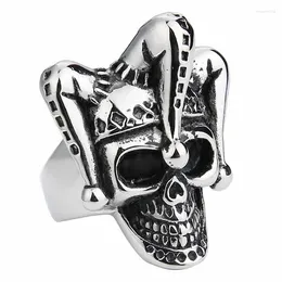 Cluster Rings Valily Jewelry Gothic Joker Clown Skull Ring rostfritt stål Punk för män Fingerband Anel Masculino US Size 8--14