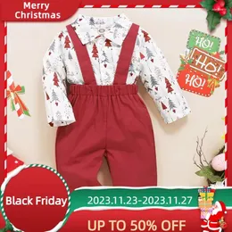 Kläder sätter ceeniu 1-5y småbarn pojkar juldräkt för barn xmas trädskjortor och röda overaller baby år kostym