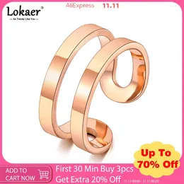 Cluster Rings Lokaer Fine Brand Titanium Stainless Steel Geometric Hiphop/Rock Bohemia Party Ring Jewelry For Women R20076