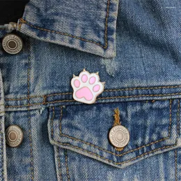 Broszki Pink Dog Paw Pin Cat's Claw Animal Animal Brooch Emalia Kurtka osobowość Akcesoria Przyjaciele i dzieci