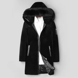 Haining Sheep Sheared Fur Coat Long Composite Hooded One Wool Winter Male OZ0Y