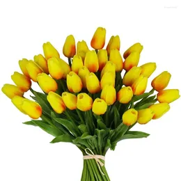 Flores decorativas 5/10 pçs tulipas artificiais falsificações real toque pe espuma buquê de tulipas para decoração de mesa de casamento decoração de jardim de casa