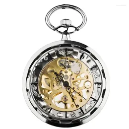 Relógios de bolso Steampunk Mechanical Sense World Watch Retro Hollow Steel Gear Alloy Colar