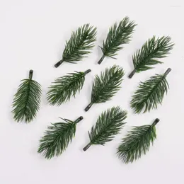 Decorative Flowers 10PCs Pine Needle Artificial Plants 6cm Fake Branch For Home Wedding Decoration DIY Garland Wreath Accessories Bouquet