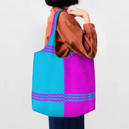 Сумки для покупок, красочная сумка-тоут с зигзагом, многоразовая богемная современная холщовая сумка с геометрическим рисунком, продуктовая сумка на плечо, сумки-шоппер, сумки, подарки