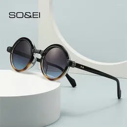 Sonnenbrille SOEI Ins Mode Runde Frauen Retro Marke Designer Gradient Shades UV400 Männer Trending Punk Nieten Sonnenbrille